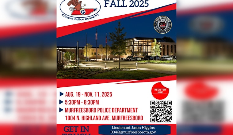 Murfreesboro Police Department Invites Residents to Join Fall 2025 Citizens Police Academy for Up-Close Law Enforcement Experience