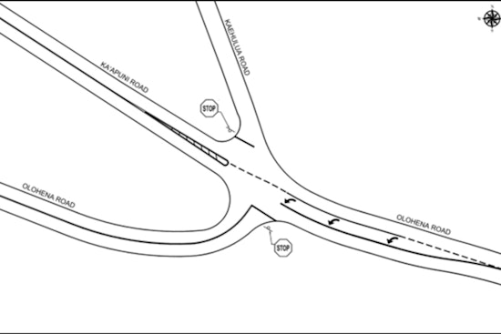 New Traffic Flow at Olohena and Ka‘apuni Road Intersection in Kapa‘a to See Changes Starting August 4