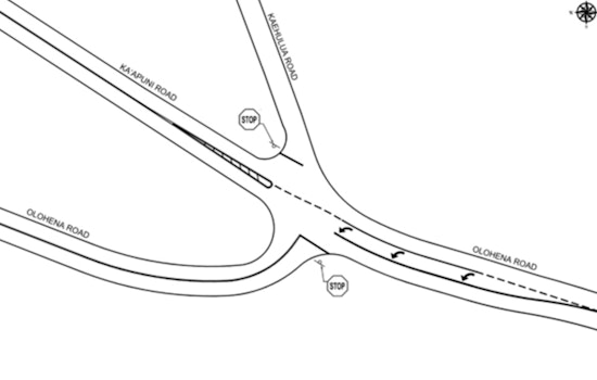 New Traffic Flow at Olohena and Ka‘apuni Road Intersection in Kapa‘a to See Changes Starting August 4