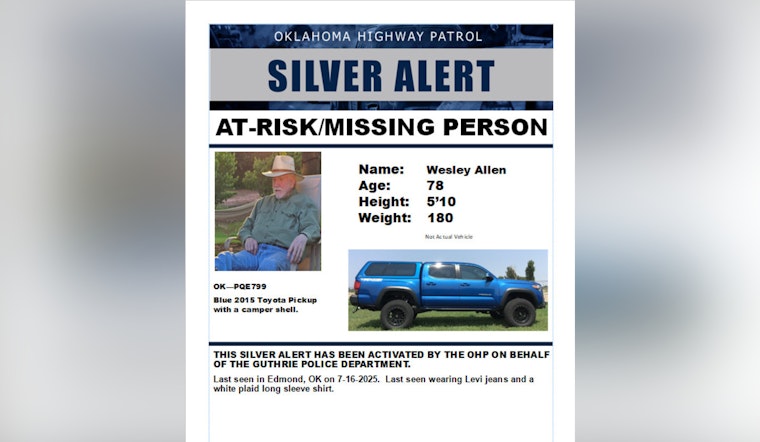Oklahoma Highway Patrol Issues Silver Alert for Missing 78-Year-Old Edmond Man, Wesley Allen