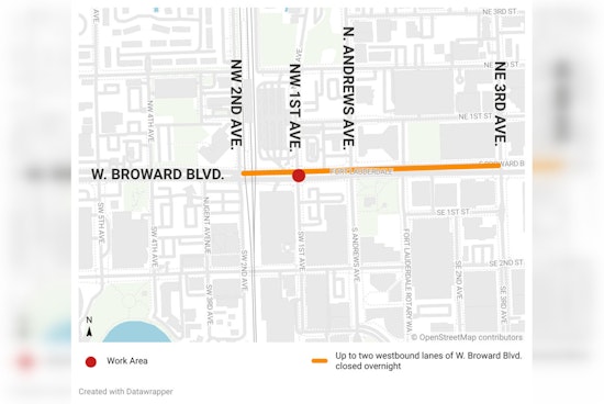 Overnight Water Main Repair to Impact Traffic in Downtown Fort Lauderdale