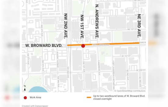 Overnight Water Main Repair to Impact Traffic in Downtown Fort Lauderdale