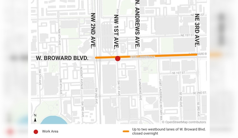 Overnight Water Main Repair to Impact Traffic in Downtown Fort Lauderdale