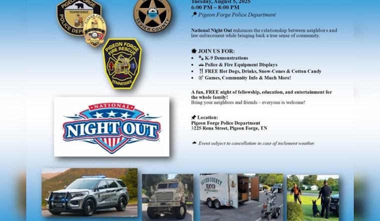 Pigeon Forge Police to Host National Night Out for Community Engagement and Family Fun