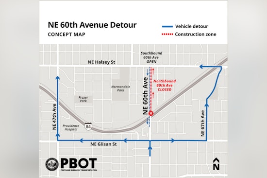 Portland's NE 60th Avenue Traffic Rerouted Amid Sidewalk Construction as Delays Expected for TriMet Commuters