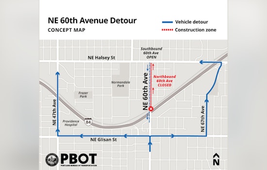 Portland's NE 60th Avenue Traffic Rerouted Amid Sidewalk Construction as Delays Expected for TriMet Commuters