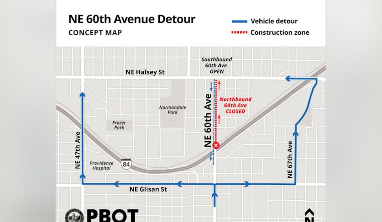 Portland's NE 60th Avenue Traffic Rerouted Amid Sidewalk Construction as Delays Expected for TriMet Commuters