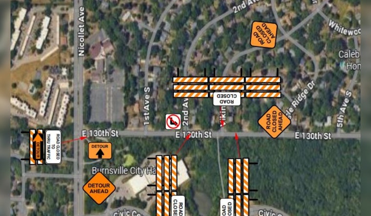 Road Closure Alert: 130th Street at Viking Drive in Burnsville Set for 10-Day Construction Starting July 8