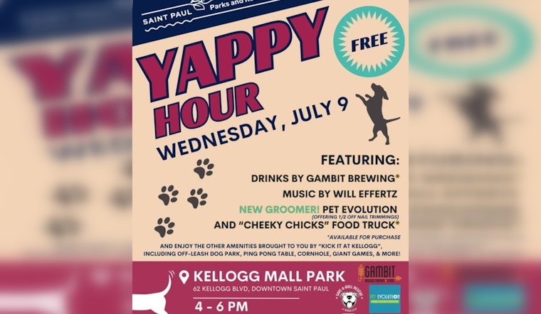 Saint Paul's Kellogg Mall Park Hosts "Yappy Hour - Kick it at Kellogg" for Dogs and Owners