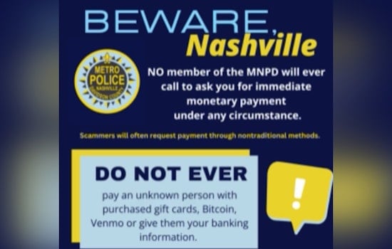 Nashville Residents Warned of 'Spoofing' Scam by Scammers Posing as Law Enforcement