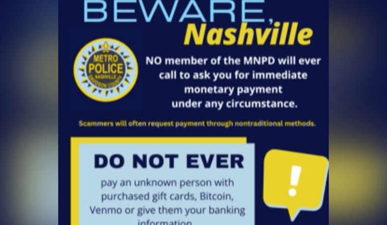 Nashville Residents Warned of 'Spoofing' Scam by Scammers Posing as Law Enforcement