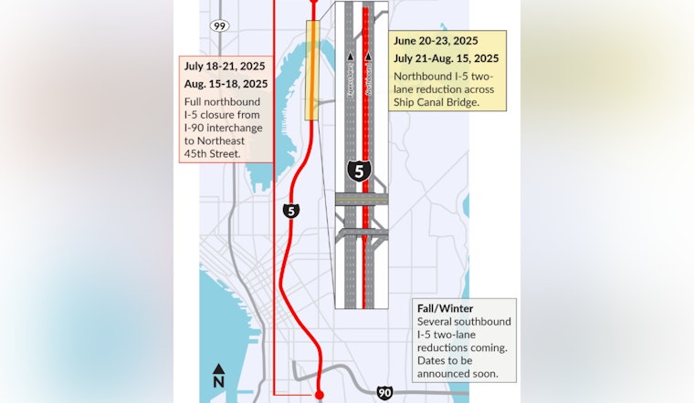 Seattle's I-5 Ship Canal Bridge Undergoing Major Summer Preservation Efforts Starting July 18
