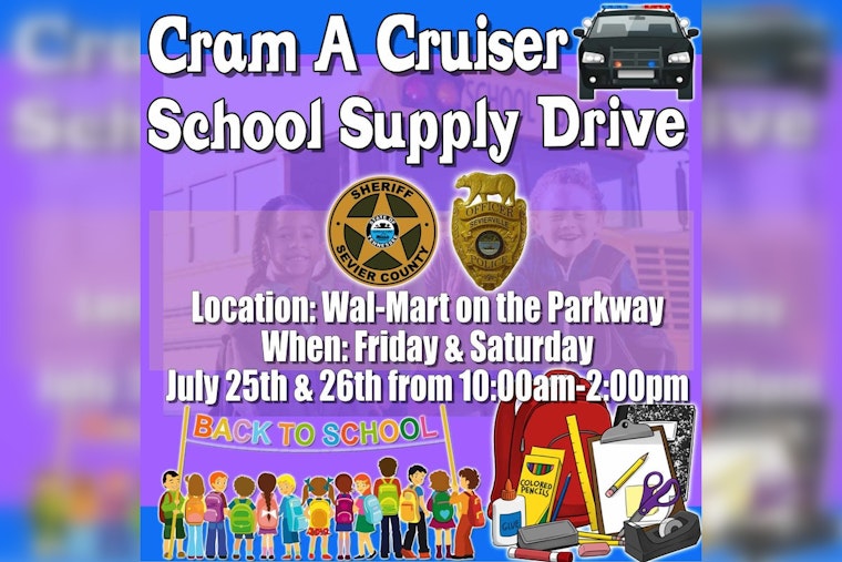 Sevierville Police and Sevier County Sheriff Team Up for "Cram a Cruiser" School Supply Drive at Wal Mart