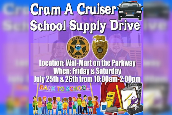 Sevierville Police and Sevier County Sheriff Team Up for "Cram a Cruiser" School Supply Drive at Wal Mart