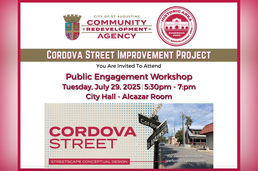 St. Augustine Residents Invited to Shape Cordova Street's Future in Historic Area Community Meeting