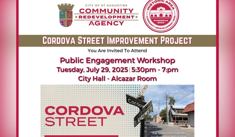 St. Augustine Residents Invited to Shape Cordova Street's Future in Historic Area Community Meeting