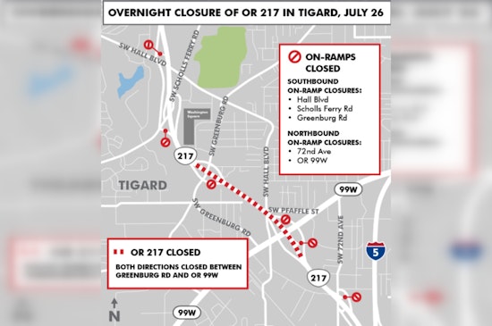 Tigard Alert, OR 217 to Undergo Full Weekend Closure for Pedestrian Bridge Removal