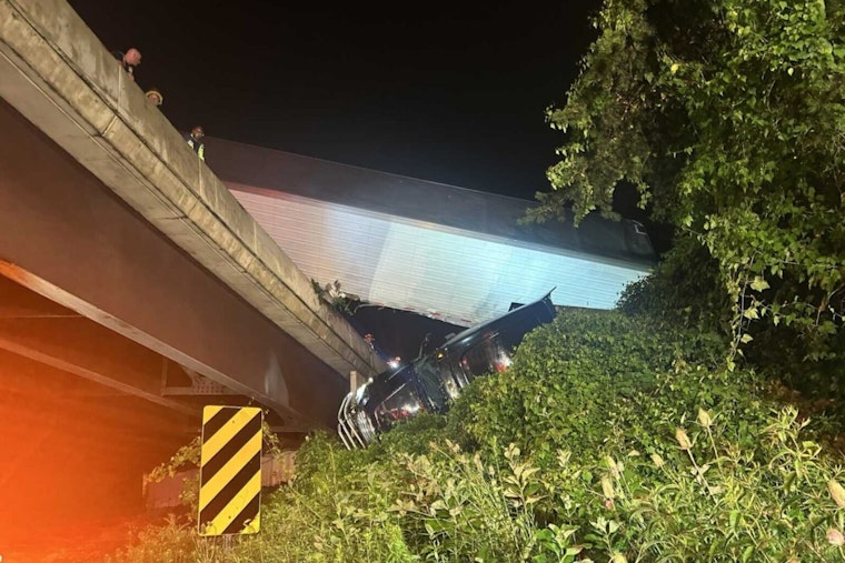 Truck Dangles from Overpass on I-495 Near Bethesda, Driver Rescued After Rush-Hour Traffic Snarl