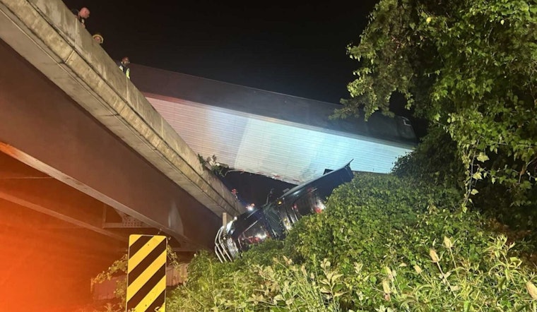 Truck Dangles from Overpass on I-495 Near Bethesda, Driver Rescued After Rush-Hour Traffic Snarl