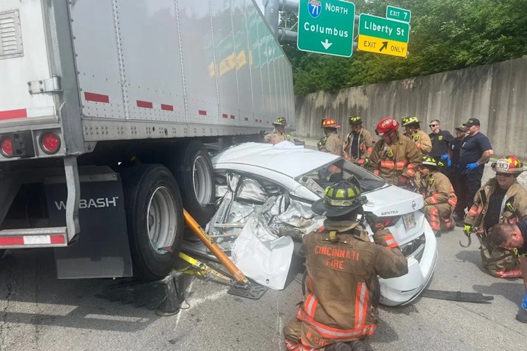 Two Rescued After Car Becomes Entrapped Under Semi on I-71 in Cincinnati's Mt. Auburn Neighborhood