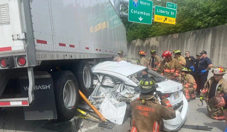 Two Rescued After Car Becomes Entrapped Under Semi on I-71 in Cincinnati's Mt. Auburn Neighborhood