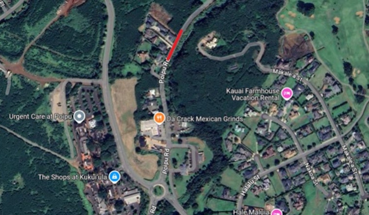 Upcoming Road Closures on Po‘ipū Road for Waterline Installations from Aug. 1–15 Expect Delays and Contraflow Traffic