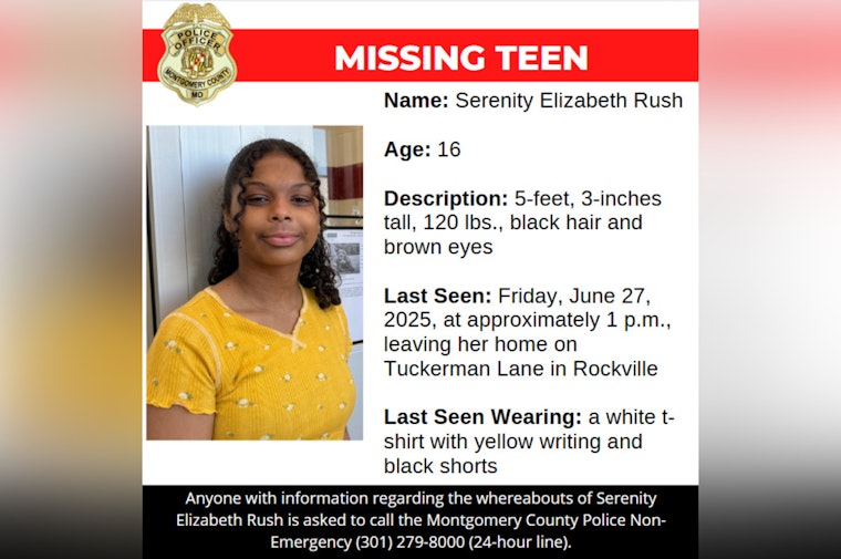 Urgent Search for Missing 16-Year-Old Serenity Rush in Rockville, Montgomery County Police Seek Public's Help