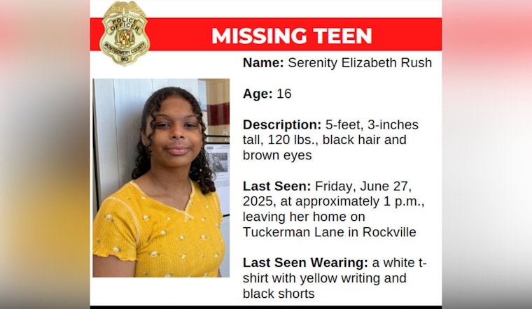 Urgent Search for Missing 16-Year-Old Serenity Rush in Rockville, Montgomery County Police Seek Public's Help
