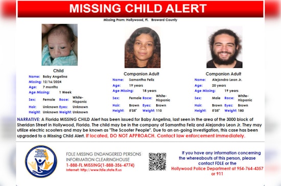 Urgent Search for Missing 7-Month-Old Girl in Hollywood, Florida as Police Urge Assistance from Public
