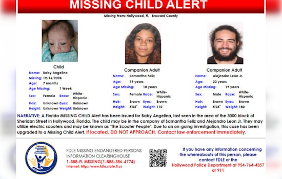 Urgent Search for Missing 7-Month-Old Girl in Hollywood, Florida as Police Urge Assistance from Public