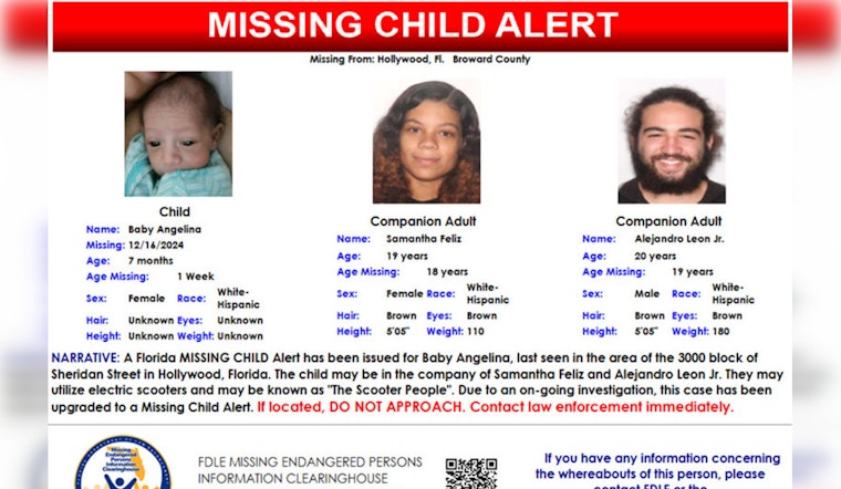 Urgent Search for Missing 7-Month-Old Girl in Hollywood, Florida as Police Urge Assistance from Public