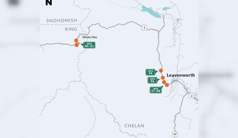 US 2 Slope Stabilization Project to Impact Traffic Near Stevens Pass and Leavenworth Starting Mid-July