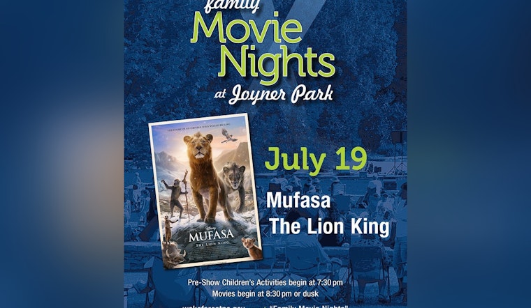 Wake Forest's Joyner Park to Host Free Screening of "Mufasa: The Lion King" with New Police Chief "Meet & Greet"