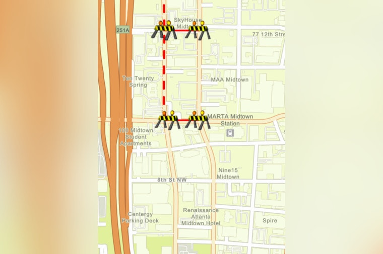Weekend Road Closure on 10th Street NW in Atlanta Due to Building Maintenance Work