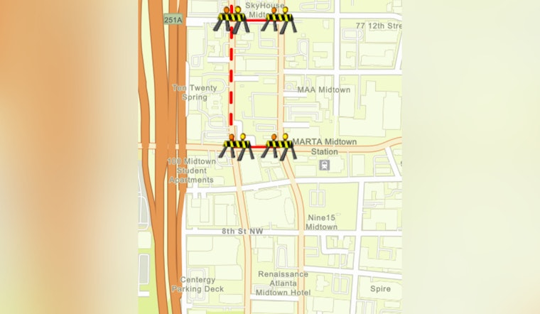 Weekend Road Closure on 10th Street NW in Atlanta Due to Building Maintenance Work