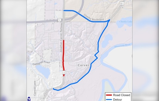 Weekend Roadwork on Jonathan Carver Parkway Leads to Temporary Closure in Carver County