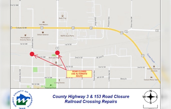 Wright County Announces Railway Maintenance: Hwy 3 and Hwy 153 Closures Start July 23rd