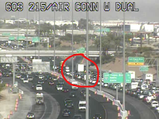 Crash Blocks Two Lanes on I-215 in Las Vegas