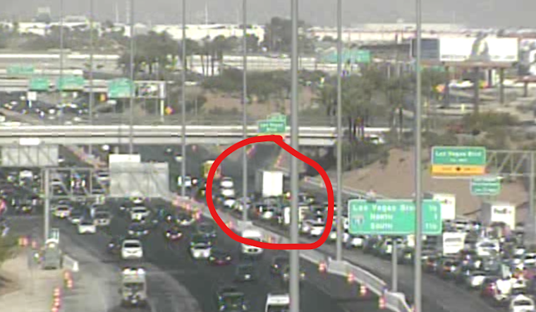 Crash Blocks Two Lanes on I-215 in Las Vegas