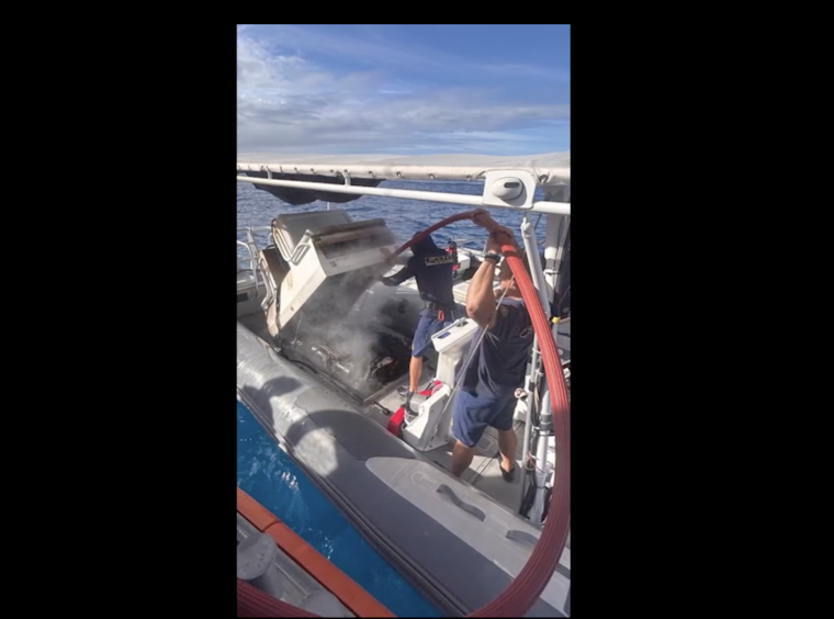 Coast Guard, HFD Rescue Six from Burning Boat Off Waikiki
