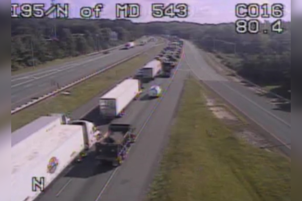 All Lanes Closed: Single-Vehicle Crash on Northbound I-95 Near Maryland House Causes Major Delays
