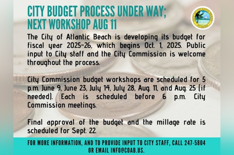 Atlantic Beach Seeks Resident Input for 2025-26 Fiscal Year Budget as Workshops Are Announced