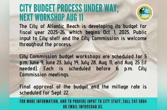 Atlantic Beach Seeks Resident Input for 2025-26 Fiscal Year Budget as Workshops Are Announced
