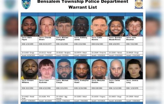 Bensalem Township Police Seek Public Help with Active Warrant List; Cautions Against Direct Confrontation