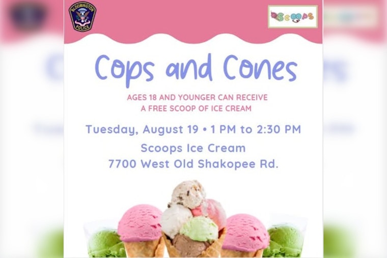 Bloomington Police to Host Final 'Cops and Cones' Event of the Season at Scoops Ice Cream & More