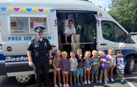 Boston Police Sweeten Community Relations with Ice Cream Truck Visit to Children's Happy Day Preschool