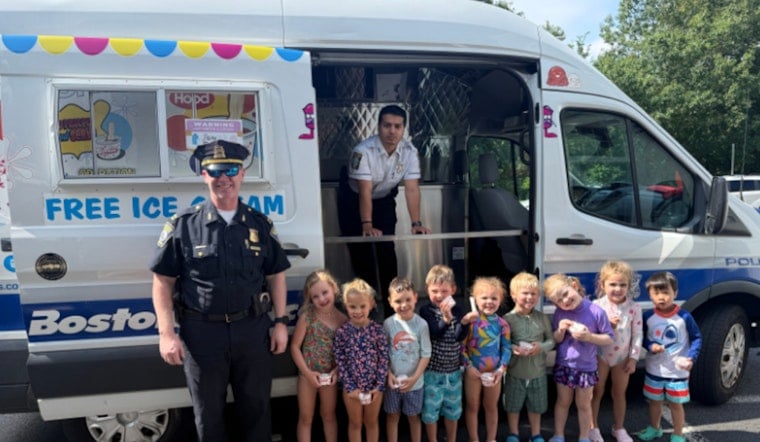 Boston Police Sweeten Community Relations with Ice Cream Truck Visit to Children's Happy Day Preschool