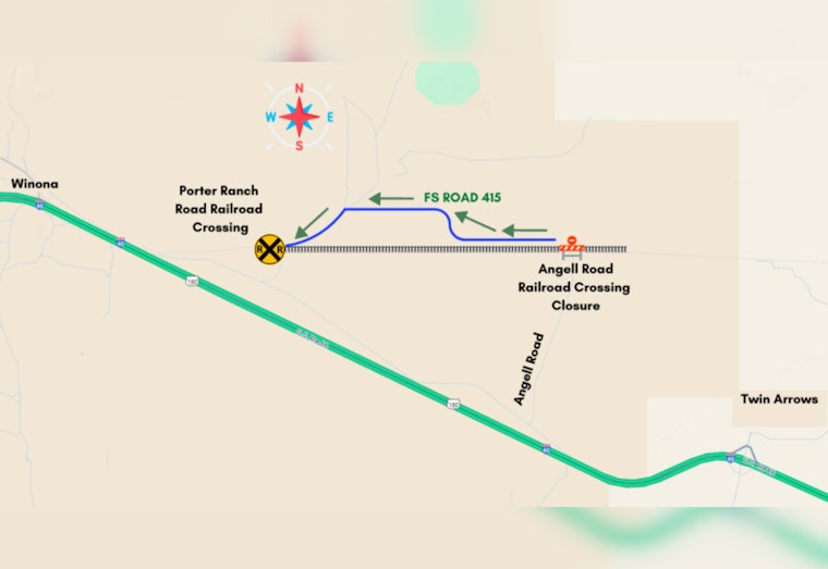 Burlington Northern Santa Fe Railway Announces Day-long Closure of Angell Road Crossing for Maintenance