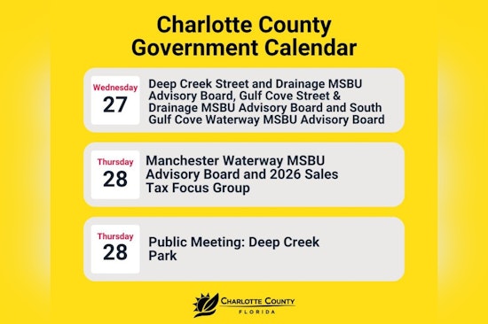 Charlotte County Residents Invited to Series of Upcoming Government Meetings on Infrastructure and Community Projects
