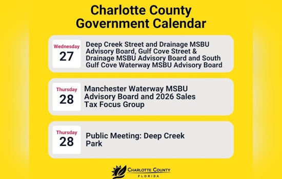 Charlotte County Residents Invited to Series of Upcoming Government Meetings on Infrastructure and Community Projects